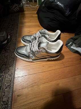 Louis Vuitton LV Trainer Sneaker in Metallic Silver